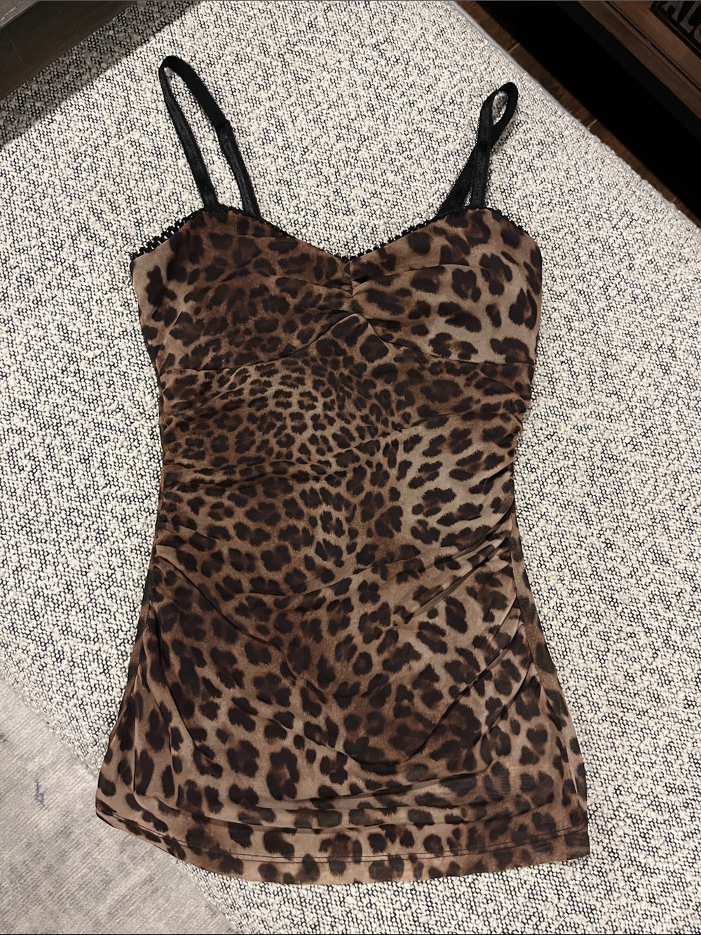 Le Chateau Leopard Print Cami Tank Top - Brown